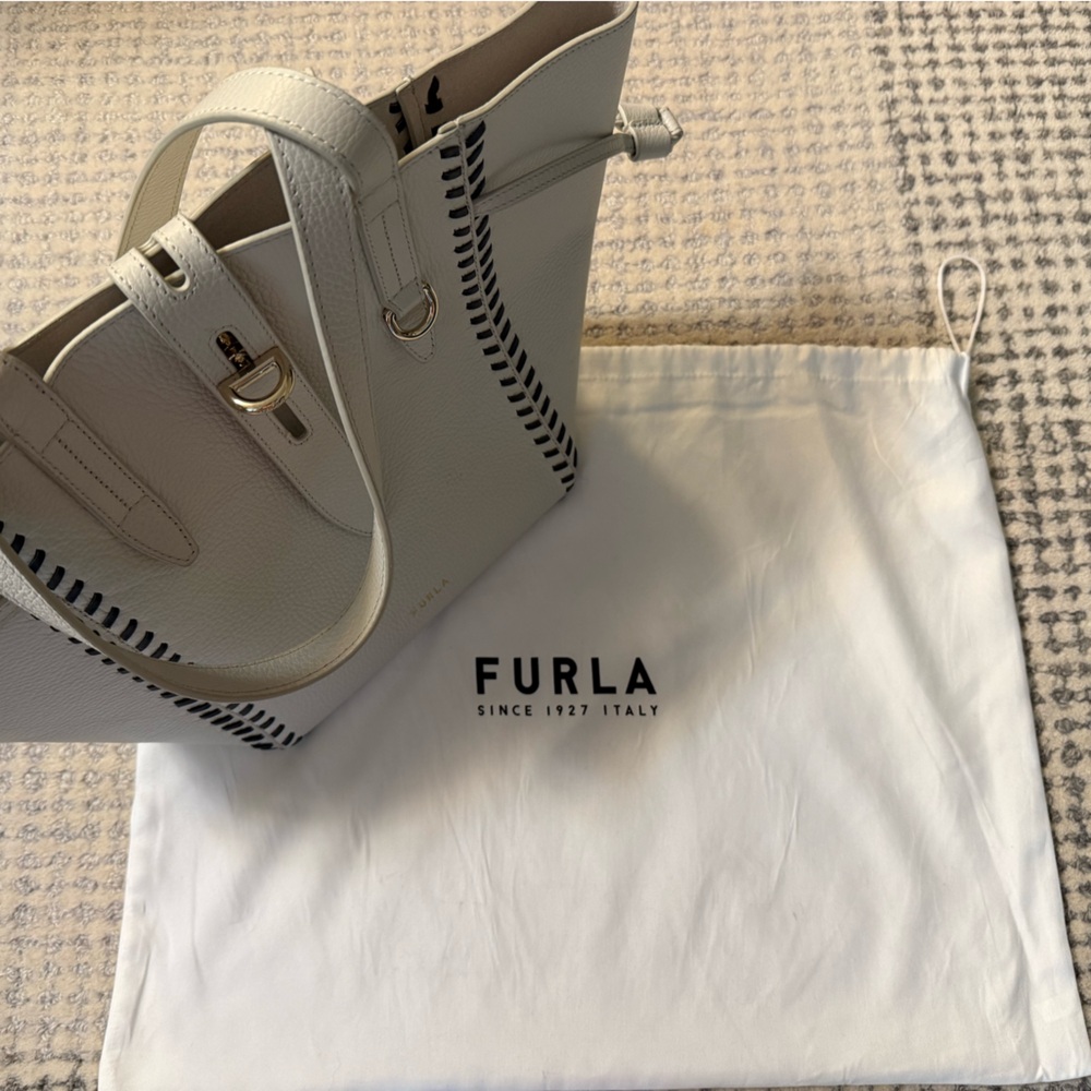 Furla White and Black Women's Tote Bag